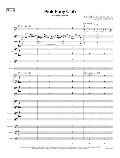 Pink Pony Club (Arr. Jennifer Lindberg) - Chappell Roan (Large Ensemble)