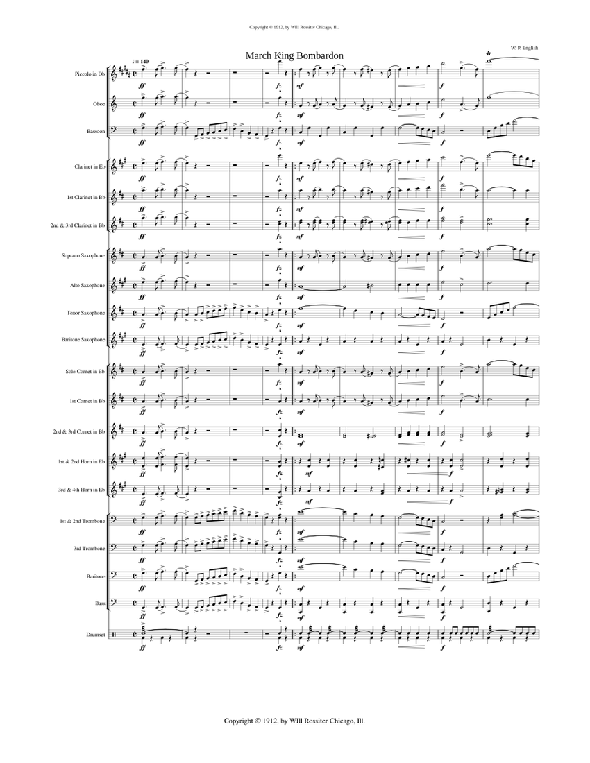 March - King Bombardon Sheet Music for Cornet, Euphonium, Tuba ...