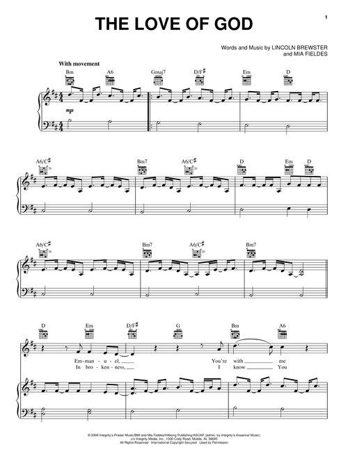 The Love Of God - Lincoln Brewster (Piano-Vocal-Guitar)