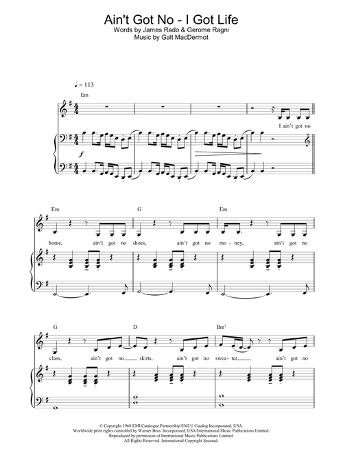 Ain't Got No - I Got Life - Nina Simone (Piano-Vocal-Guitar (Piano Accompaniment))