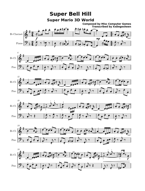 Super Bell Hill – Super Mario 3D World - Clarinet