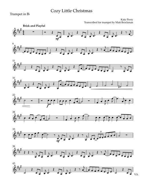 Cozy Little Christmas (Arr. Matt Brockman) - Katy Perry (Trumpet Solo)