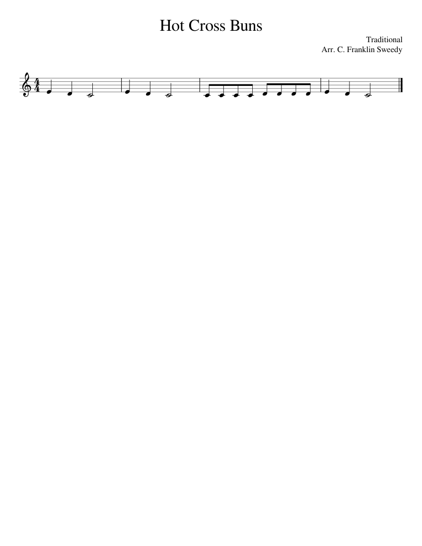 Hot Cross Buns Sheet music for bass (Solo)