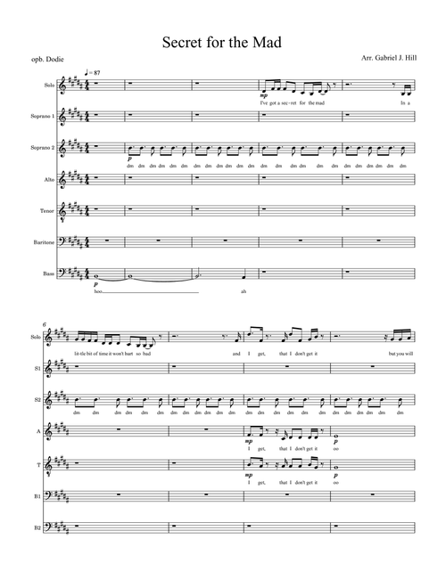 Secret For The Mad (Arr. Gabriel J. Hill) - Dodie Clark (Choral, SATB)