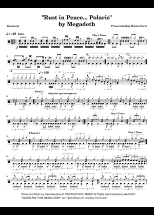 Rust in Peace Polaris – Megadeth (Drums) Sheet Music for Drum
