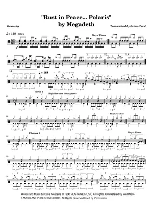 Rust in Peace Polaris – Megadeth (Drums) Sheet Music for Drum Rust in Peace Polaris – Megadeth (Drums) Sheet Music for Drum