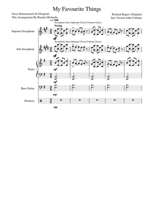 My Favourite Things - John Coltrane Jazz Score - The Sound Of Music