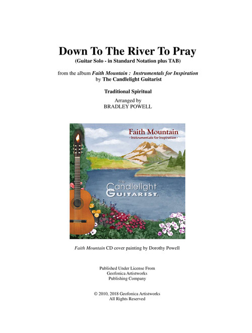 Down To The River To Pray (Guitar fingerstyle, in standard notation with TABS) (Arr. Bradley Powell (The Candlelight Guitarist)) - Traditional (Guitar Tab)