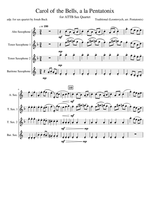 Carol of the Bells, a la Pentatonix ATTB