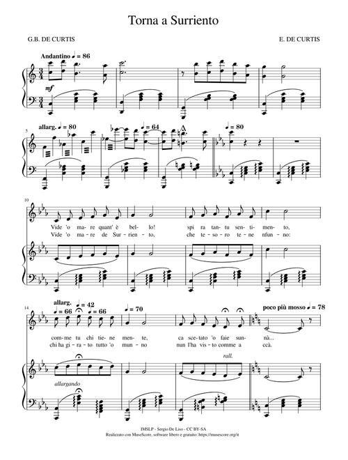 Torna a Surriento - G. B. De Curtis, E. De Curtis – danielsolino