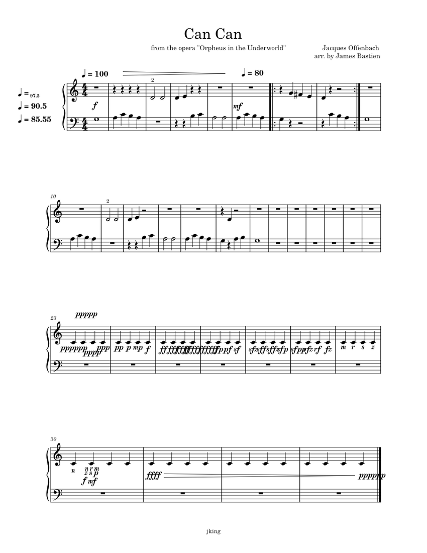 Can Can Sheet music for Piano (Solo) Easy | Musescore.com