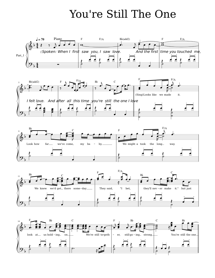 You're Still The One Shania Twain Sheet music for Piano (Solo