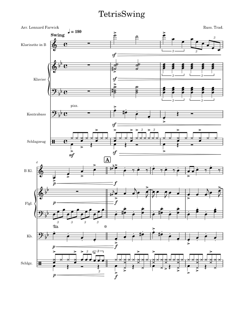 Korobushka/ Korobeiniki/ Tetris - but in Swing Sheet Music for