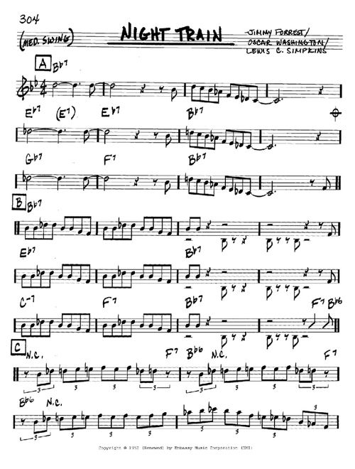 Night Train - Jimmy Forrest (Real Book - Melody-Chords)