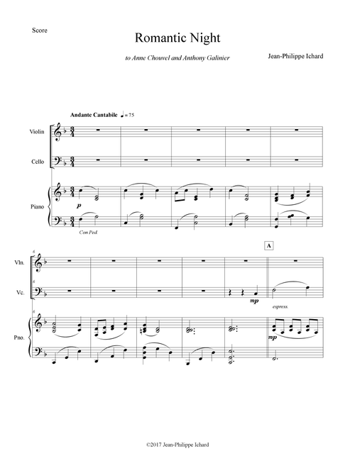 Romantic Night (Violin, Cello, Piano) - Jean-Philippe Ichard (Instrumental Duet and Piano)