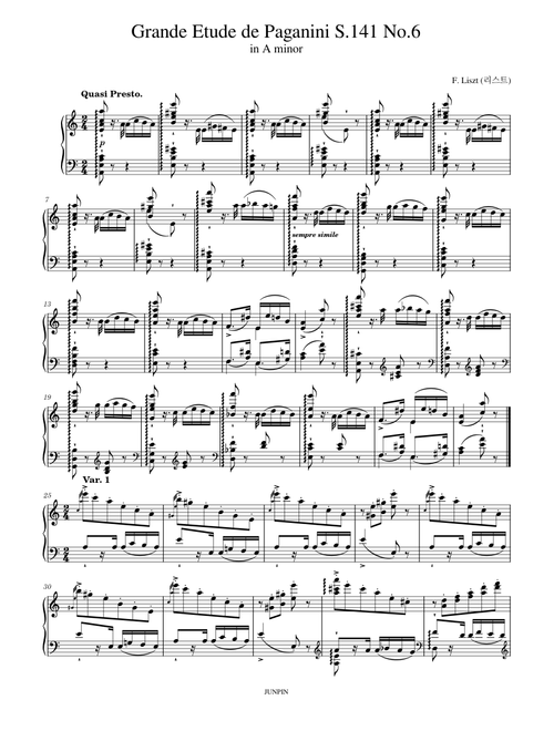 Grande Etude de Paganini S.141 No.6 in A minor – Liszt