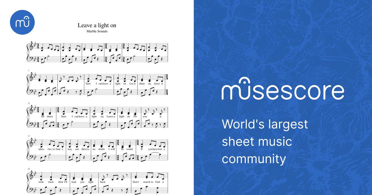 odio Muerto en el mundo superávit Leave a light on - Marble Sounds Sheet music for Piano (Solo) |  Musescore.com