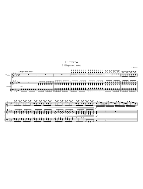 I. Allegro non molto from Concerto No. 4 in F minor, Op. 8, RV 297, "Winter" (L'inverno) – Antonio Vivaldi