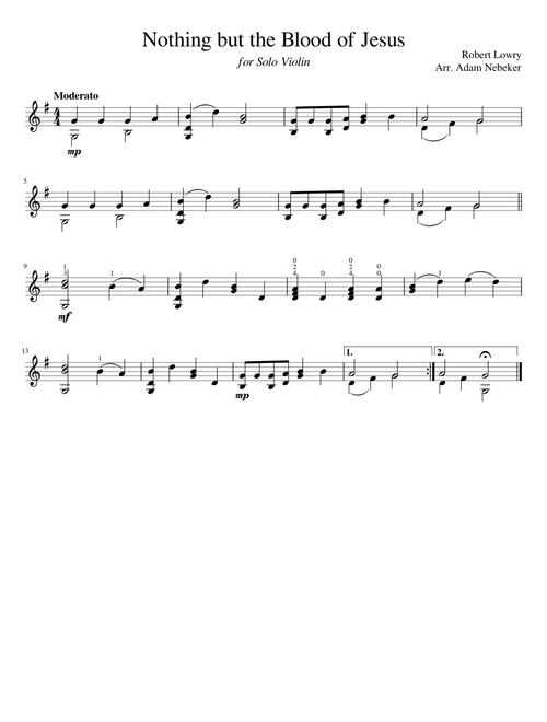 Nothing but the blood of Jesus – Solo Violin Arrangment