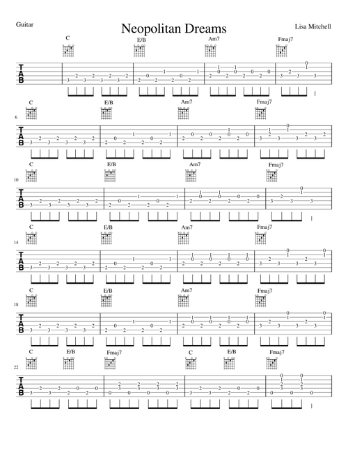 Neopolitan Dreams - Guitar Tab