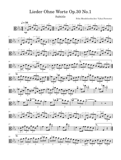 Lieder ohne Worte Op.30 No.1 – Felix Mendelssohn Viola