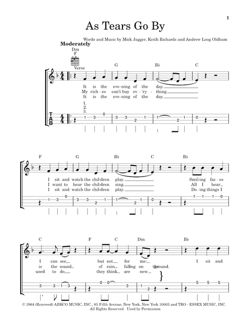 As Tears Go By - The Rolling Stones (Easy Ukulele (with Tab))