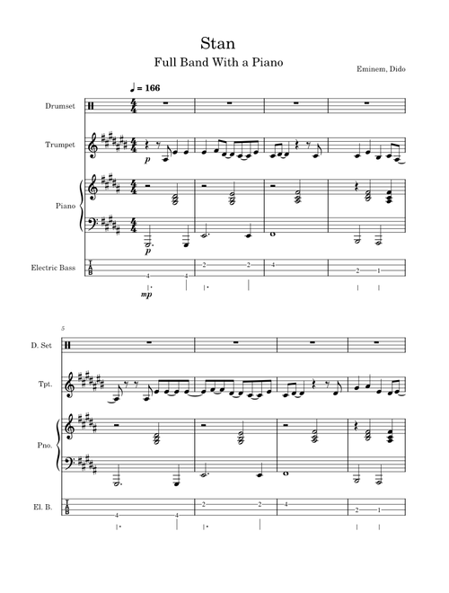 Stan – Eminem Stan Full Band (Piano)