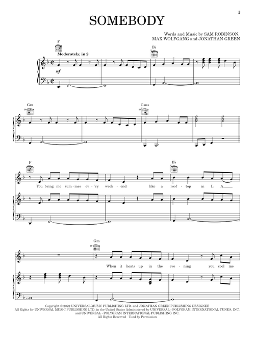 Somebody - Sam Ryder (Piano-Vocal-Guitar)