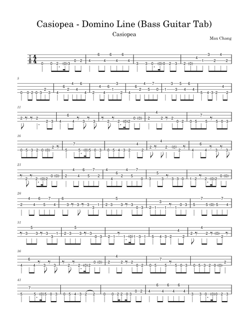 Domino Line – Casiopea (Bass Guitar Tab)