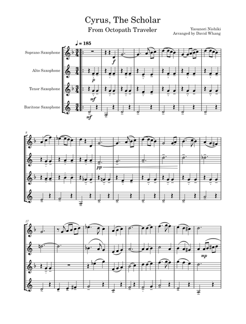 Cyrus, The Scholar | An Octopath Traveler Sax Quartet Aarrangement
