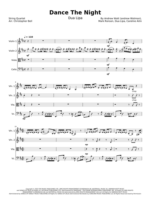 Dance The Night - Dua Lipa (Quartet)
