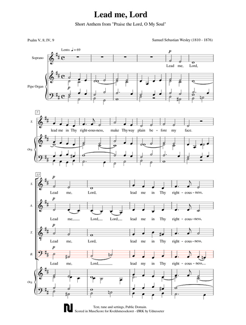 Lead Me, Lord – Samuel Sebastian Wesley. BASS