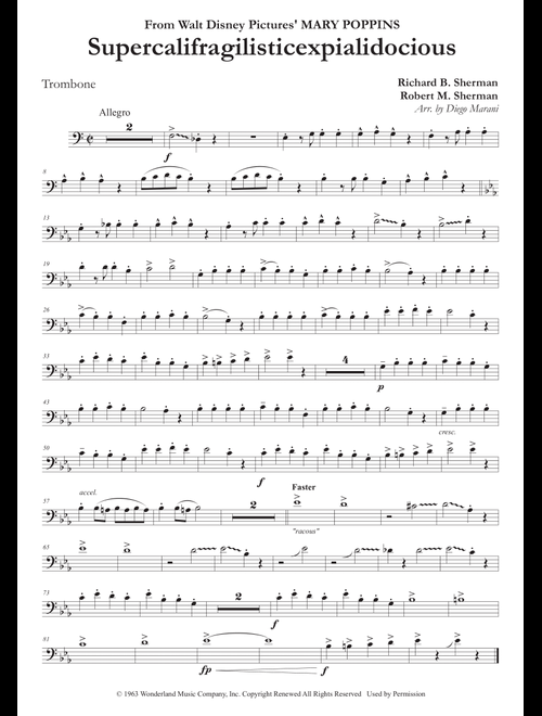 Supercalifragilisticexpialidocious (Arr. Diego Marani) - Richard M. Sherman, Robert B. Sherman (Trombone and Piano)