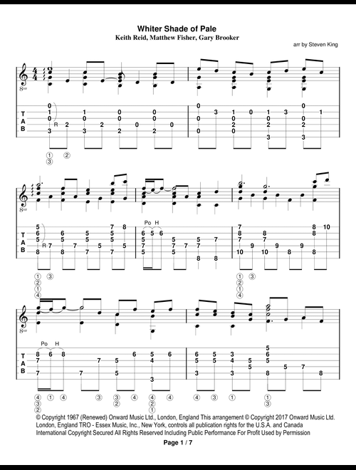 A Whiter Shade Of Pale (Arr. Steven King) - Procol Harum (Solo Guitar)