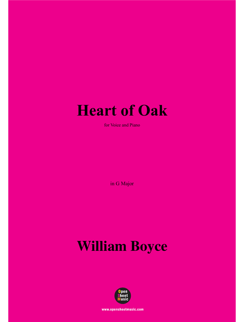 Boyce-Heart of Oak,in G Major (Arr. OSM Press) - William Boyce (Piano Vocal)