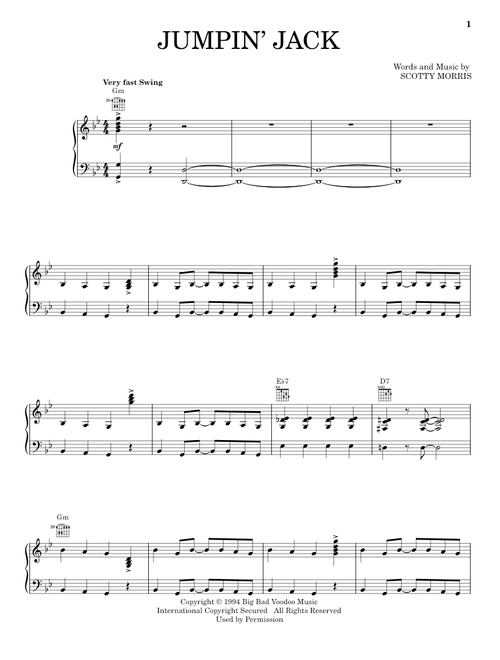 Jumpin' Jack - Big Bad Voodoo Daddy (Piano-Vocal-Guitar)