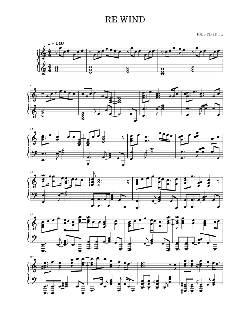 RE:WIND – ISEGYE IDOL Sheet Music for Piano (Solo