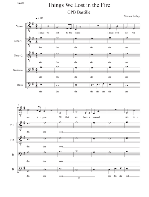 Things We Lost In The Fire (Arr. Shawn Salley) - Bastille (Choral, TTBB)