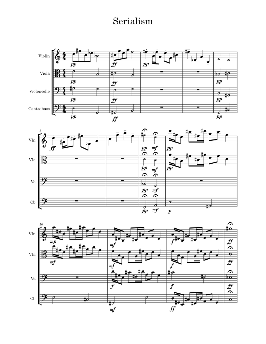 Composition Techniques Serialism Sheet music for Contrabass, Violin ...