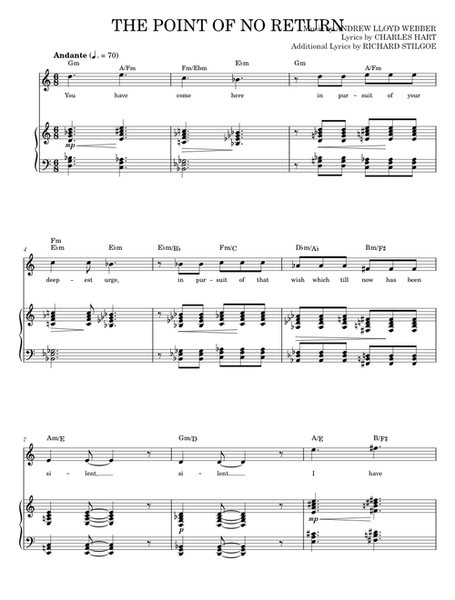 The Point Of No Return (from The Phantom Of The Opera) - Andrew Lloyd Webber, The Phantom Of The Ope (Piano-Vocal-Guitar)