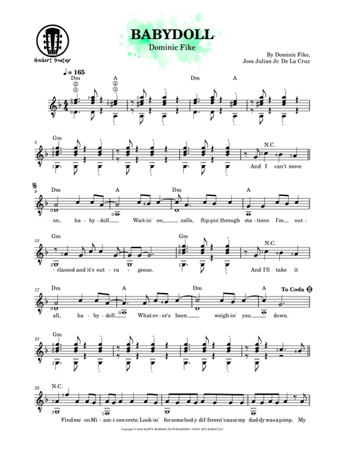 Babydoll (Arr. Beckert Guitar) - Dominic Fike (Solo Guitar)