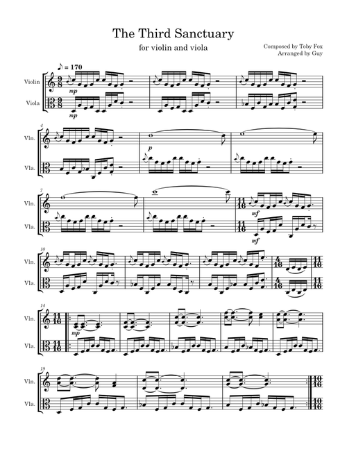 The Third Sanctuary (for violin and viola)- Toby Fox