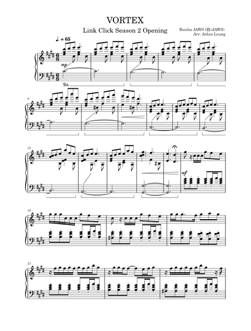 VORTEX – 白鲨JAWS Piano Solo