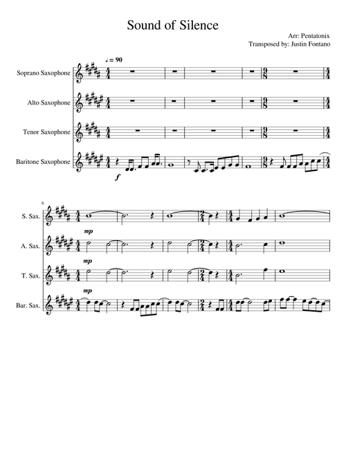 Sound of Silence for Sax Quartet
