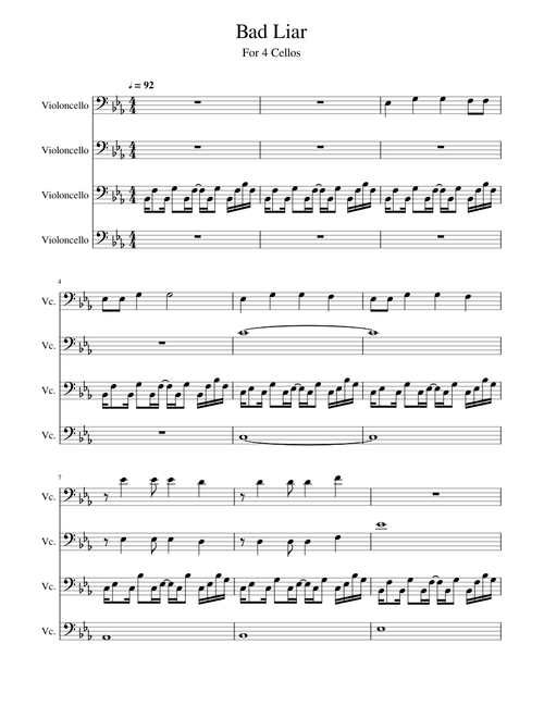 Bad Liar - For 4 Cellos