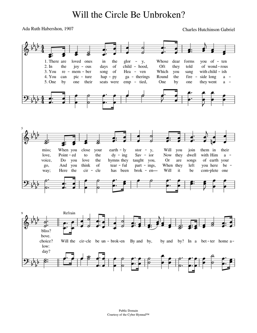 Will the circle be unbroken? - Charles H. Gabriel Sheet music for Piano ...