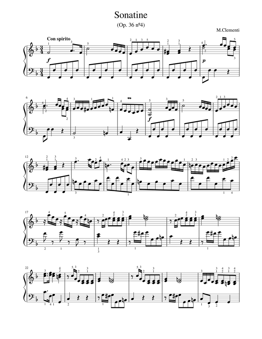 Sonatine F Major (Op.36 nº4) Muzio Clementi Sheet music for