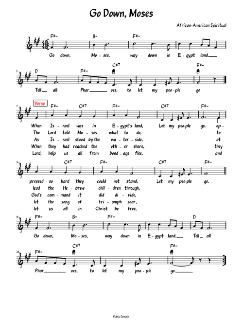 Go Down Moses (Lead sheet with lyrics )