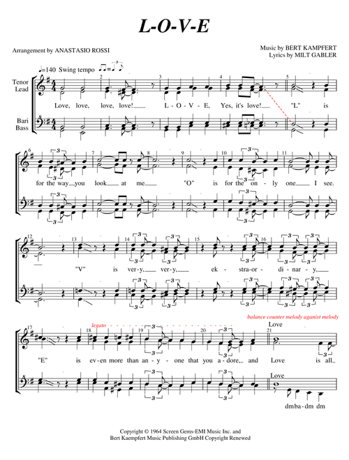 L-o-v-e (Arr. Anastasio Rossi) - Natalie Cole (Choral, SSAA)