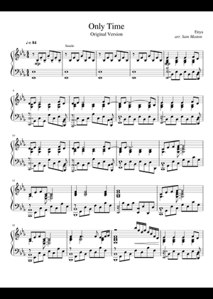Only Time – Enya Sheet Music for Piano, Female, Male, Drum group